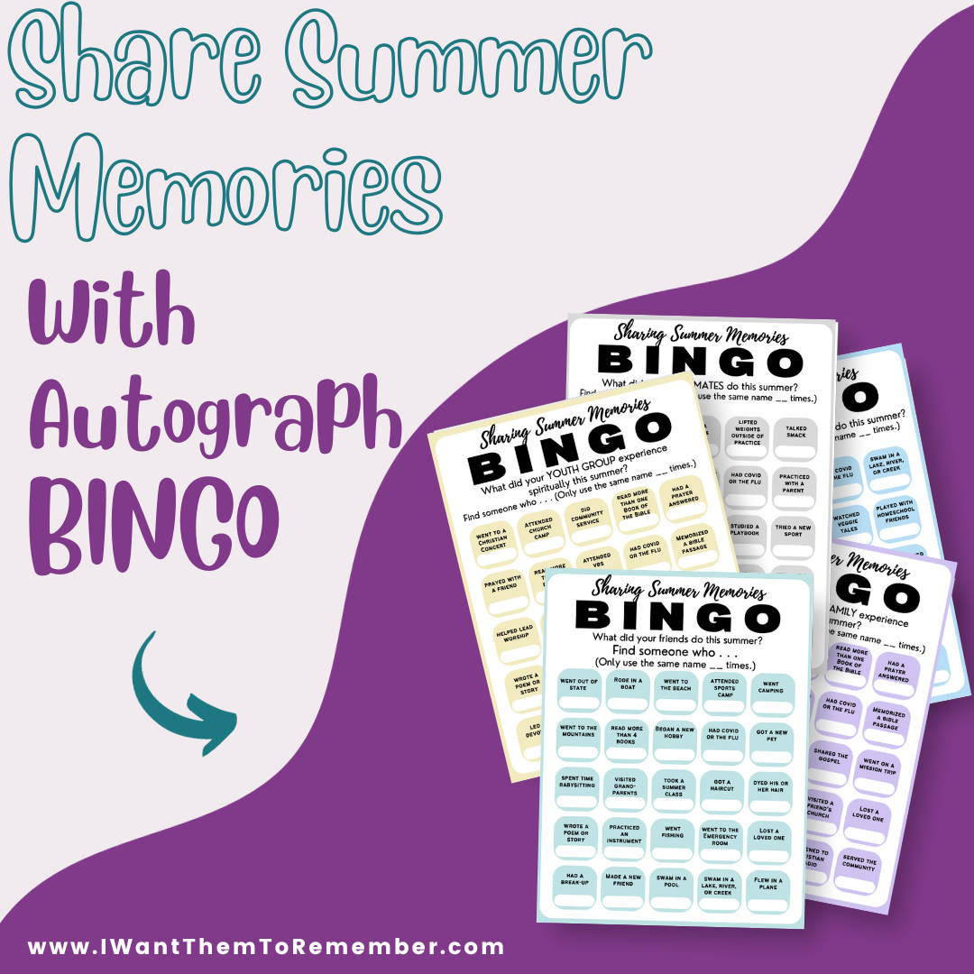 share summer memories autograph bingo game, five versions